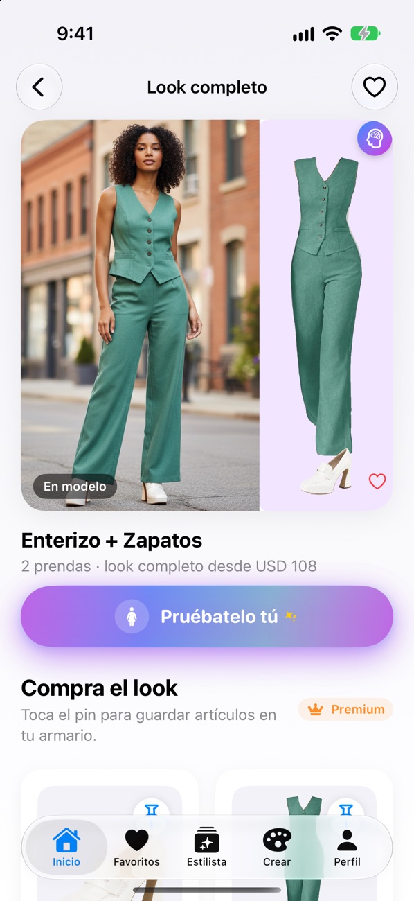 Dressme4: detalle de un outfit con cada prenda y su precio