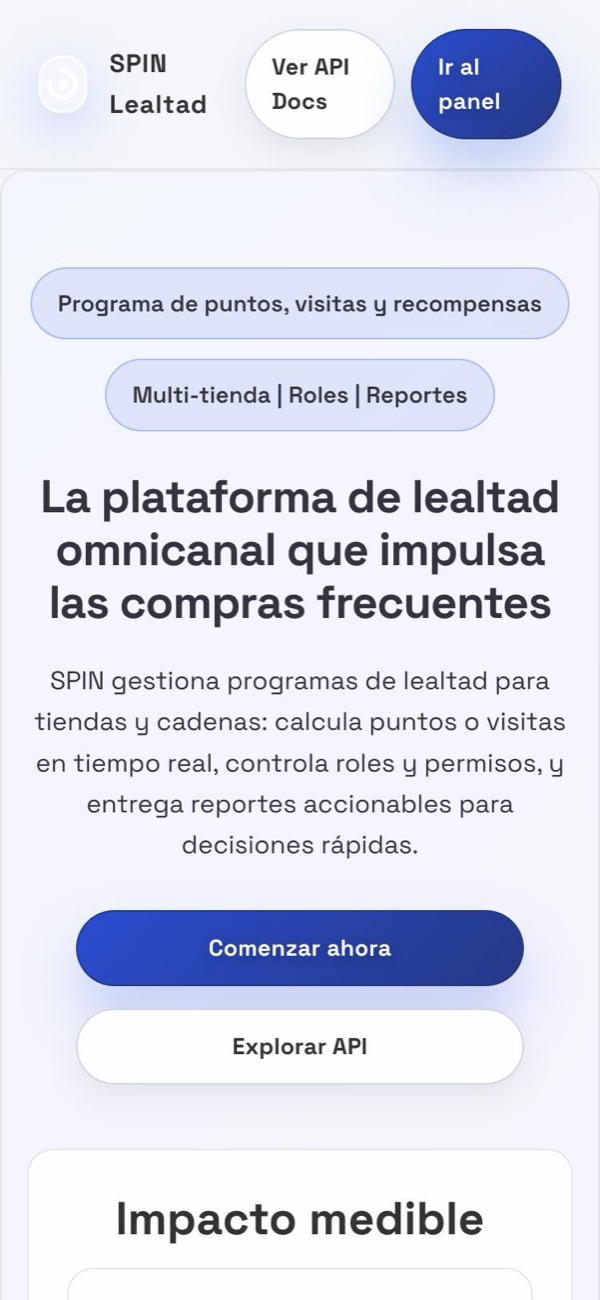 SPIN: portada de la plataforma de lealtad